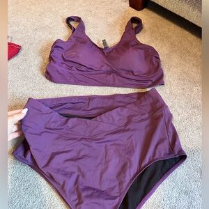Purple Bikini Set high waisted bottoms tummy slimming, supportive top
